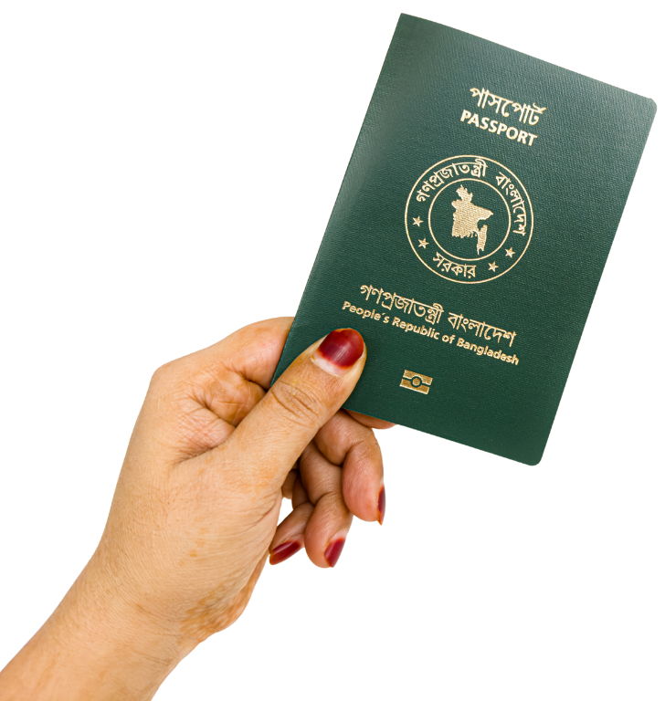 Candidate holding a Bangladesh passport, the identity document behind an international criminal record check